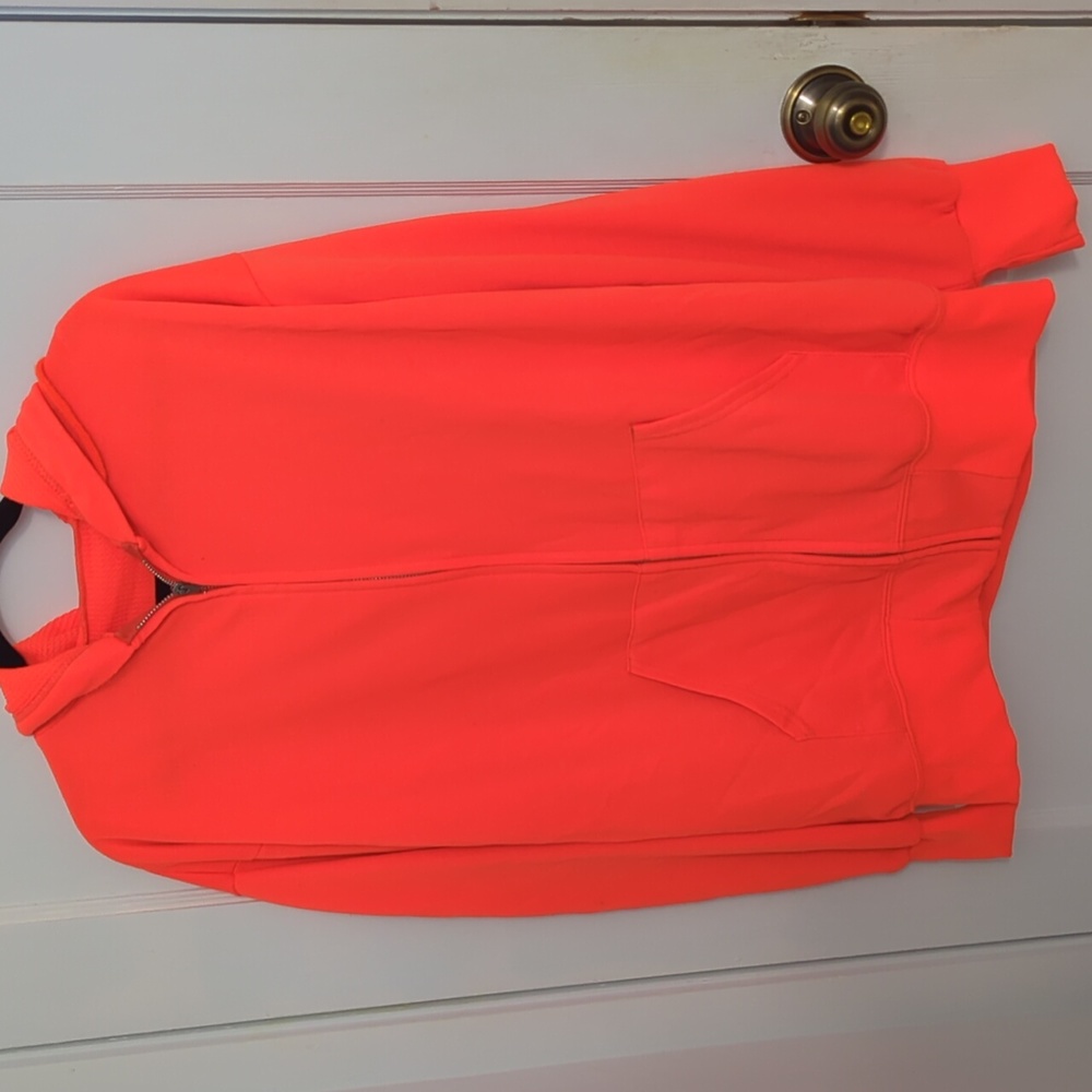 Orange Hoodie XL with Large Pockets and Zippered Front
